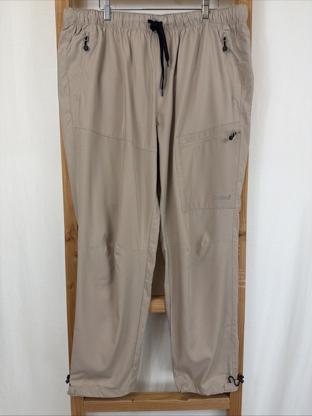 NWT Baleaf Khaki Zipper Pockets Adjustable Hem Activewear Pants #1449 Size 2X